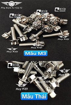 Ốc Salaya (M3) (Thái) Inox 304 6Ly15 Gắn Bảng Tên, Ốp Pô Mọi Loại Xe. Gắn Chụp Đích Pô Vario 2018-2021, Ex 150 155, Win V1, Win X, SH 2017-2019 (Giá 1 Ốc) MS6148