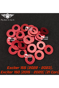 Combo 21 Con Lông Đền Đỏ Nhôm CNC 6Li Gắn Ốc Lốc Máy Xe Exciter 155 (2022 - 2023), Exciter 150 (2015 - 2020) MS5236