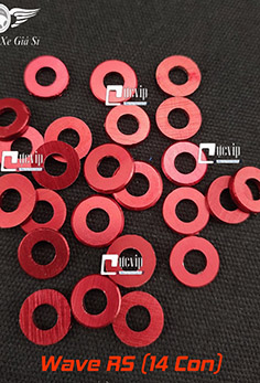 Combo 14 Con Lông Đền 6Li Đỏ Nhôm CNC Gắn Ốc Lốc Máy Xe Wave RS MS5227