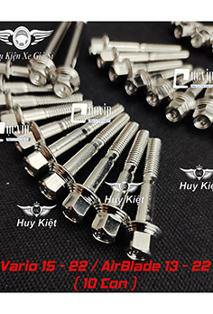 Bộ Ốc Lốc Máy Salaya PHAY THÁI Inox 304 Cho Vario 2015 - 2022, AirBlade AB 2013 - 2022 (10 Con) MS5218