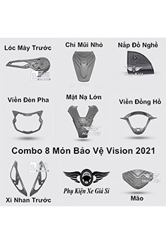 Combo 8 Món Bảo Vệ Cho Xe Vision 2021 Carbon MS3961