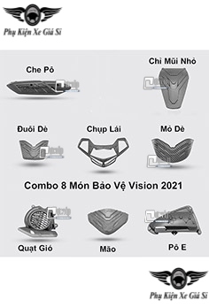 Combo 8 Món Bảo Vệ Cho Xe Vision 2021 Carbon Cao Cấp MS3962