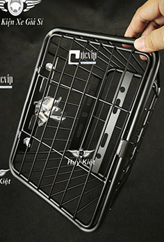 Rổ Inox (Sơn Tĩnh Điện Đen) Đa Năng Có Nắp Đậy Cỡ Trung Chế Được Nhiều Dòng Xe MS6651