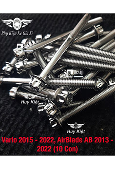 Bộ Ốc Lốc Máy Salaya Inox 304 Cho Vario 2015 - 2022, AirBlade AB 2013 - 2022 (10 Con) MS4903